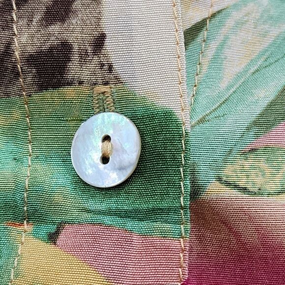 Vintage Womens Tropical Floral Silk Blouse Top Shirt Summer Fun Festive 1X NEW - Picture 9 of 10